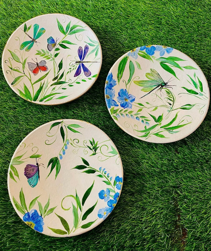 Garden Dancers – Hand Painted Terracotta Plate Set of 3