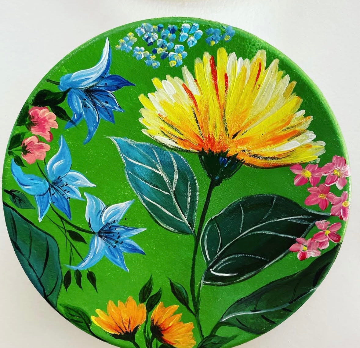 Botanical Burst – Hand Painted Terracotta Plate Set of 4