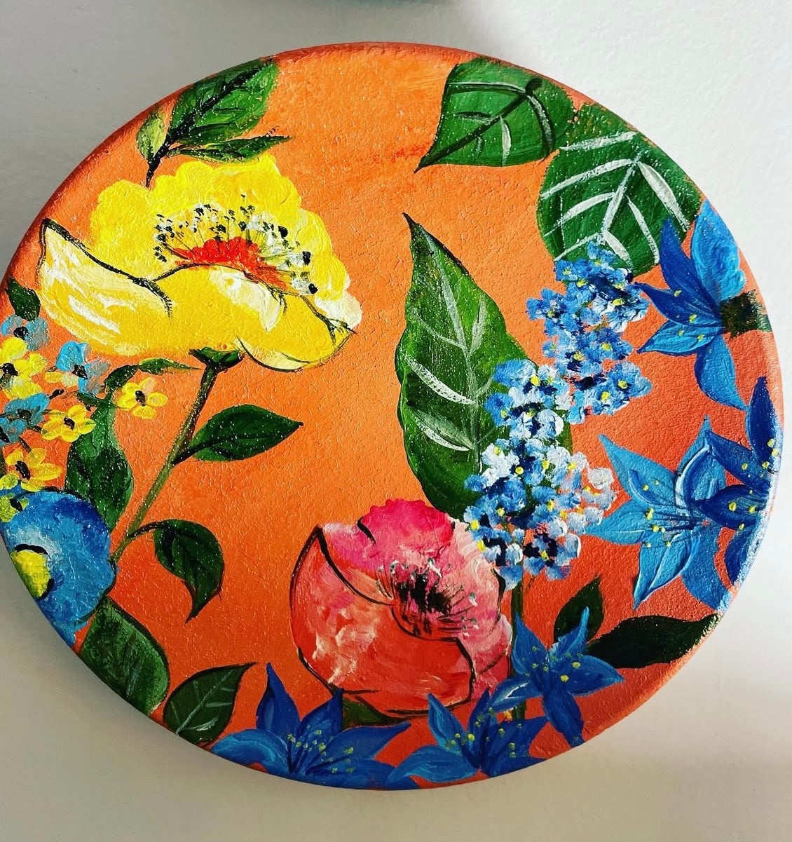 Botanical Burst – Hand Painted Terracotta Plate Set of 4