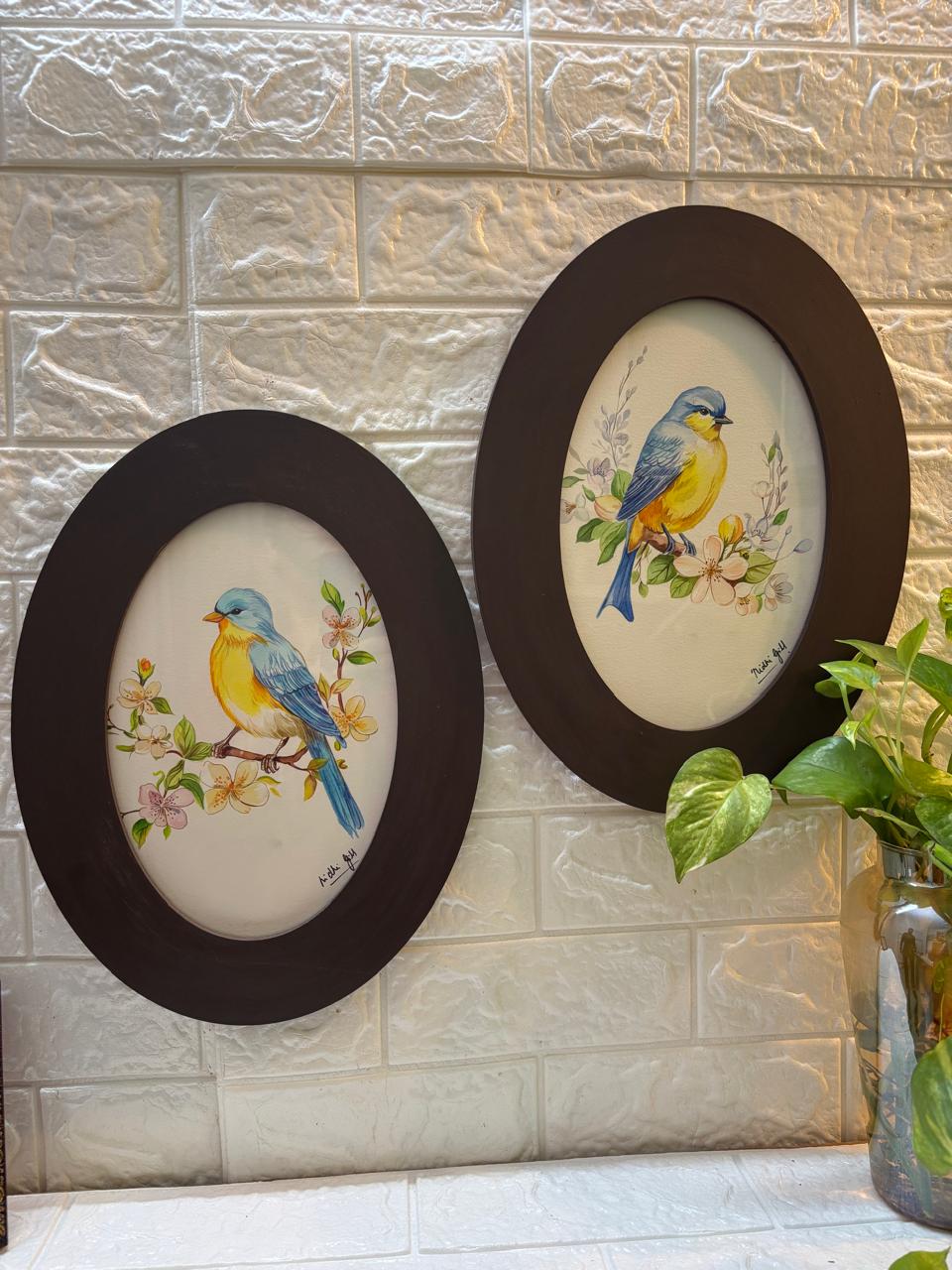 Springtime Songs – Hand-Painted Bird Wall Art (Set of 2)