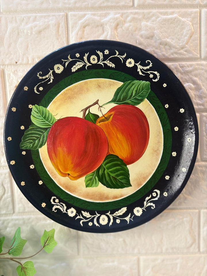 Hand-Painted Terracotta Decorative Plate – Orchard Red Apples (12”)