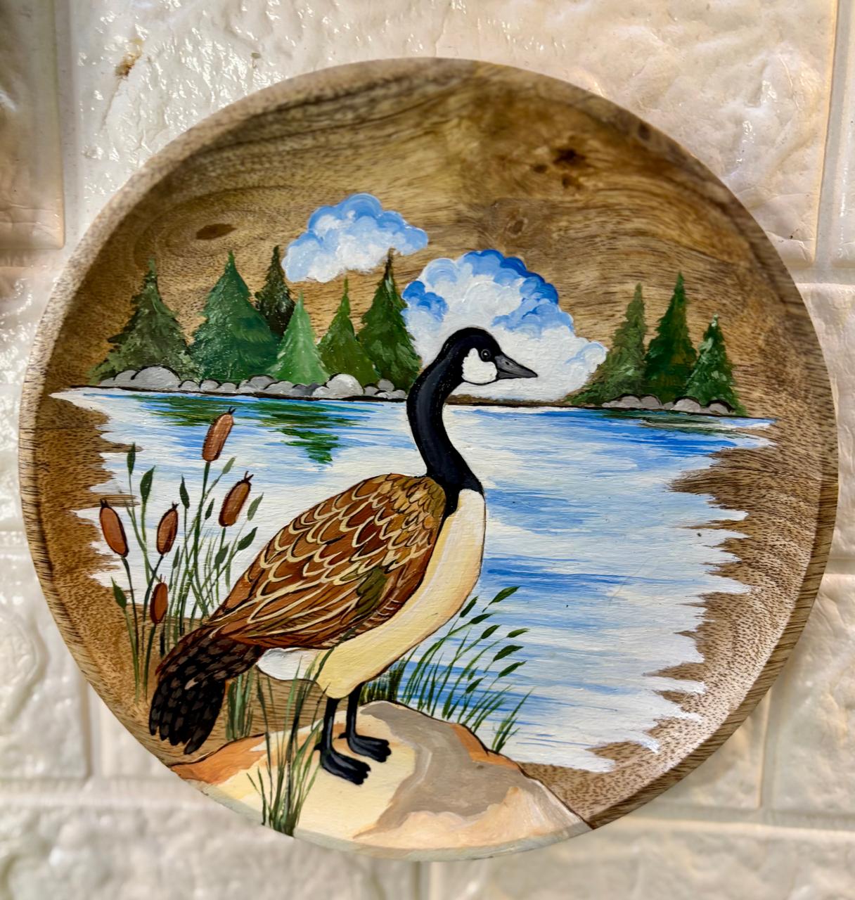 Whispers of the Wetlands – Hand-Painted Wooden Wall Plate Set of 3