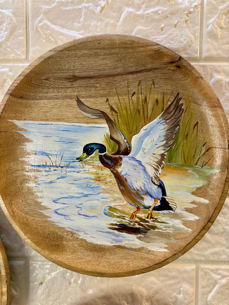 Whispers of the Wetlands – Hand-Painted Wooden Wall Plate Set of 3