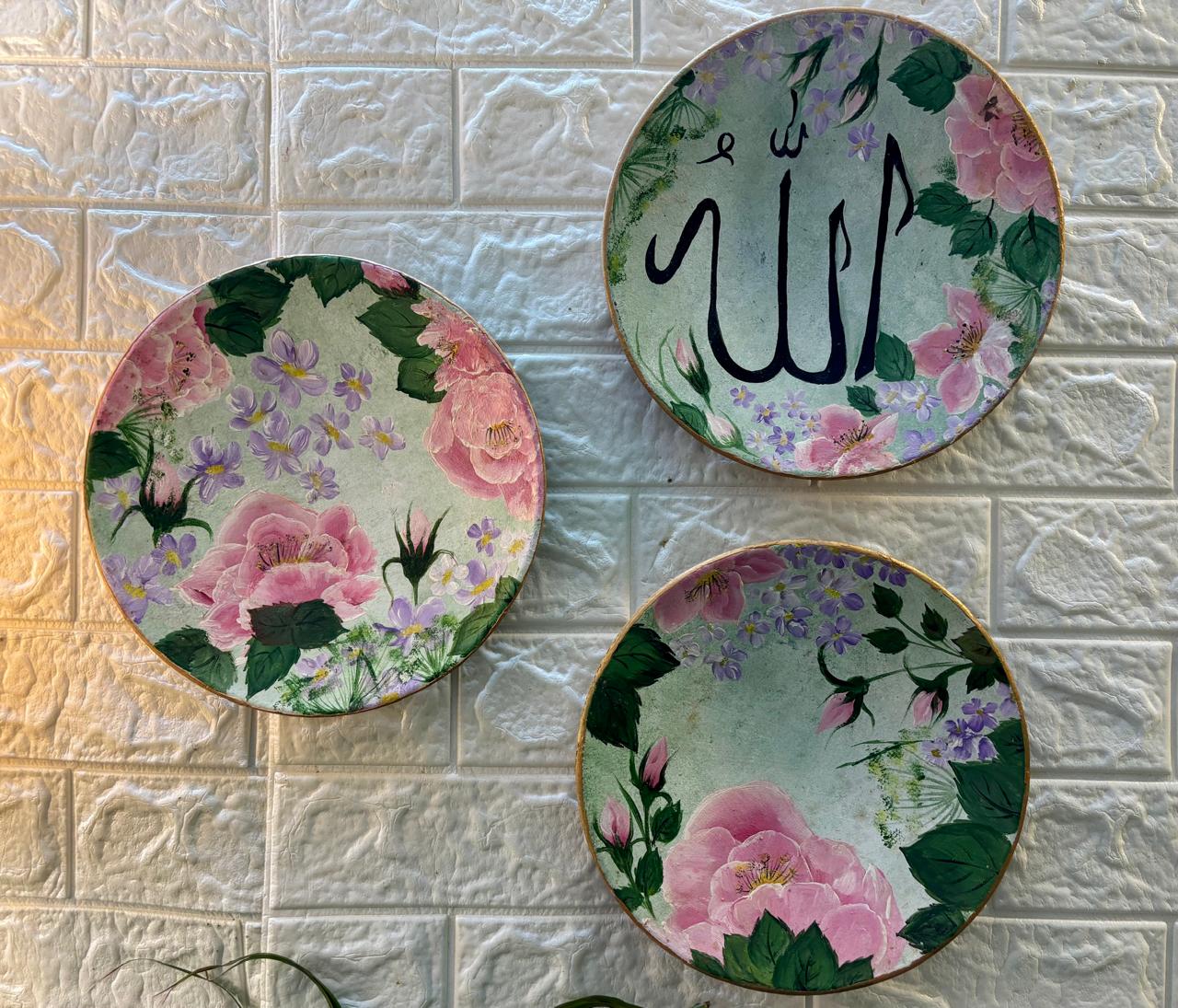 Divine Blooms – Floral Ceramic Wall Plate Set of 3