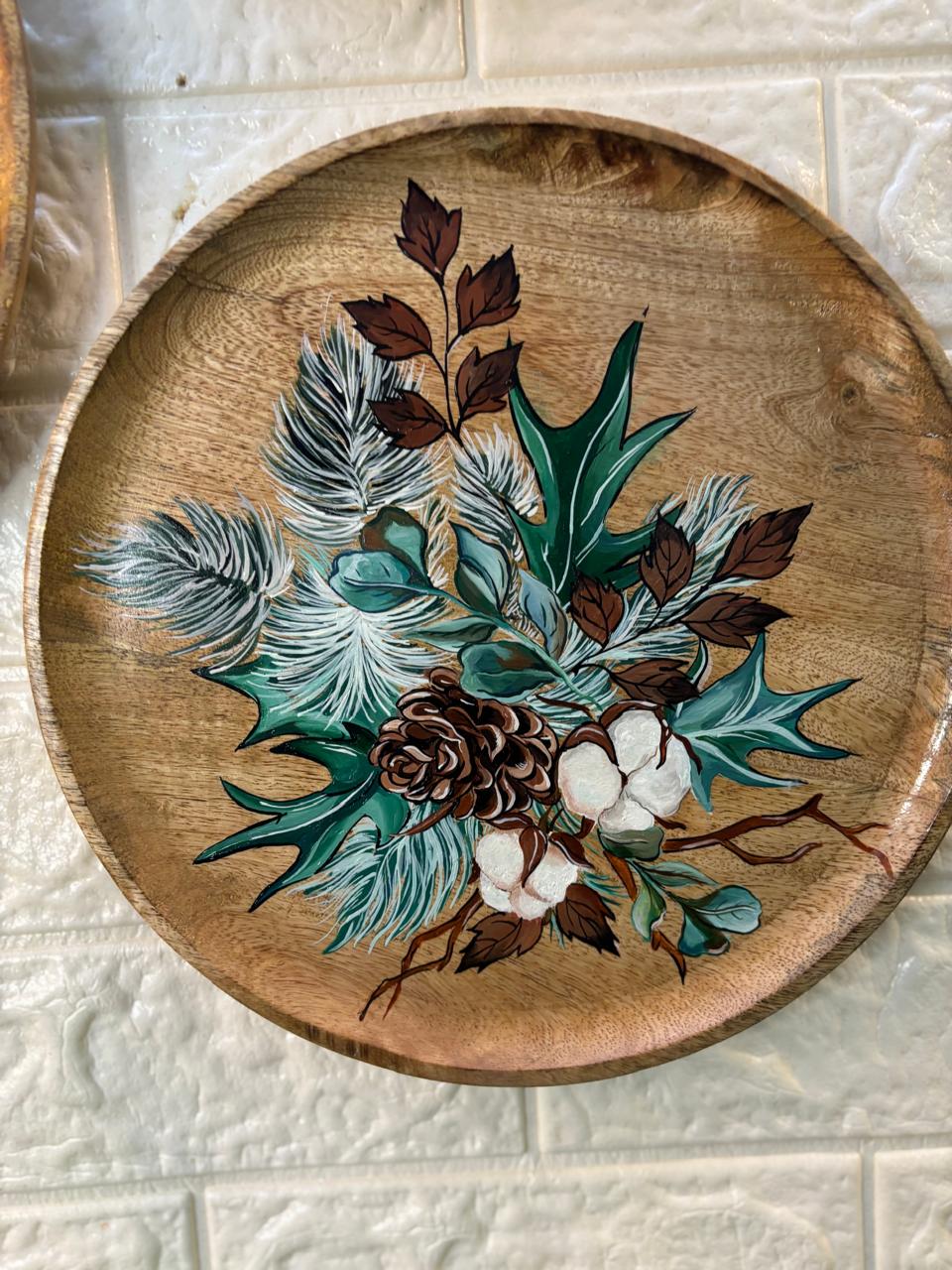 Frosted Flora – Hand-Painted Botanical Wall Plate Set of 3