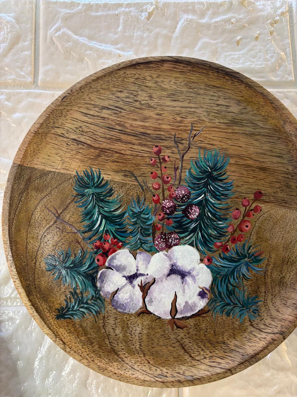 Frosted Flora – Hand-Painted Botanical Wall Plate Set of 3